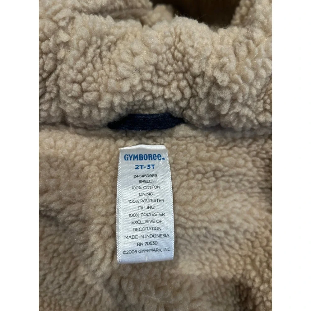 Gymboree Boys‎ Navy Blue Corduroy Sherpa Lined Puffer Jacket Hooded Coat 2T-3T